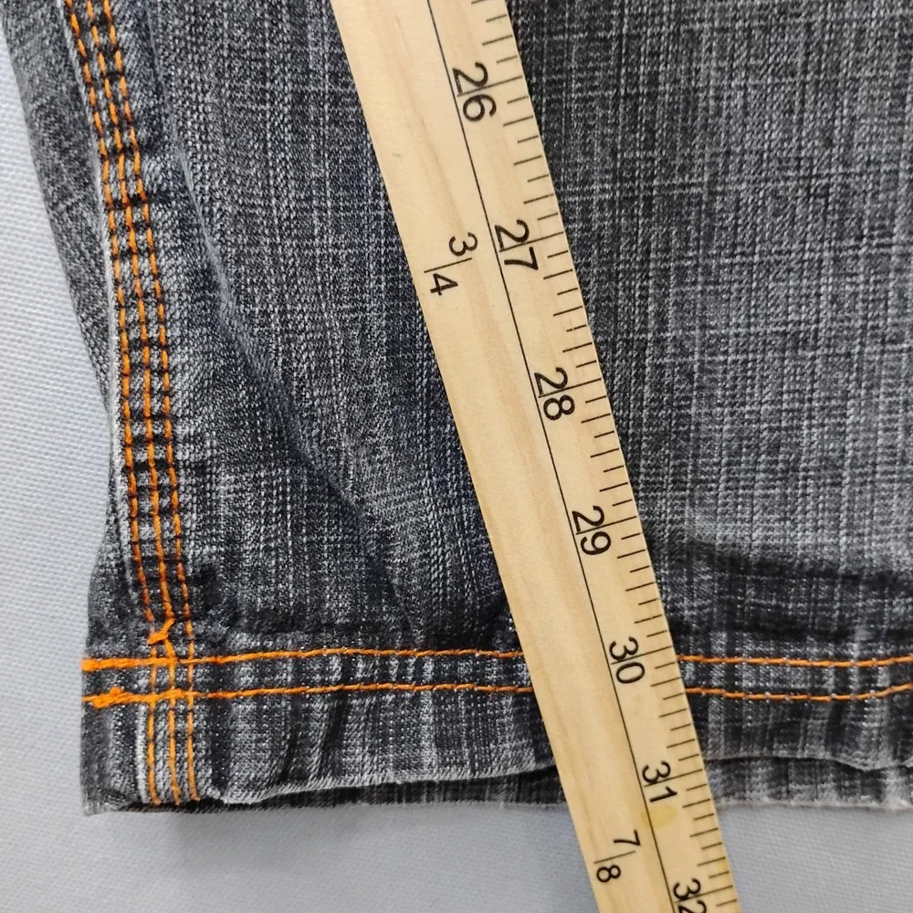 RR Mens Straight Leg Grey Denim Jeans Orange Stitch 42x32 Y2k Baggy